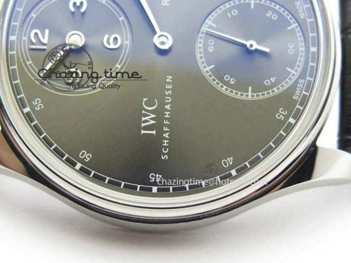 MIROTIME 0513 Portuguese IW544404 SS Gray Dial On Black Leather Strap A Practical 7259